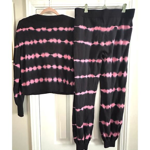 GENERATION LOVE Coco Anna Tie-Dye Knit Cardigan Joggers 2-Piece Set Black Pink M - Picture 5 of 6